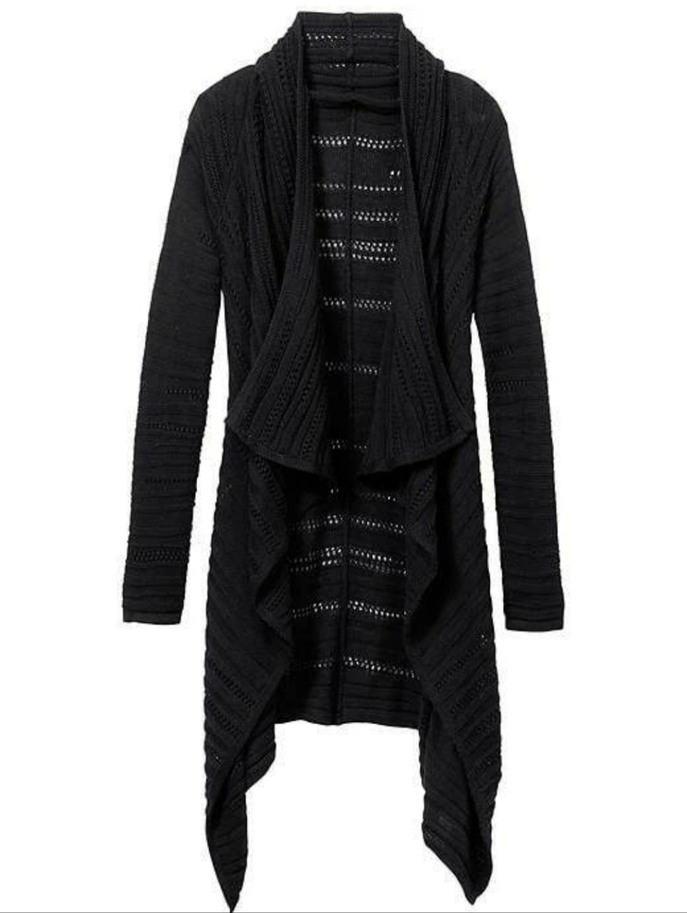 Athleta Black Open-Front Knit Draped Cardigan Sweater EUC